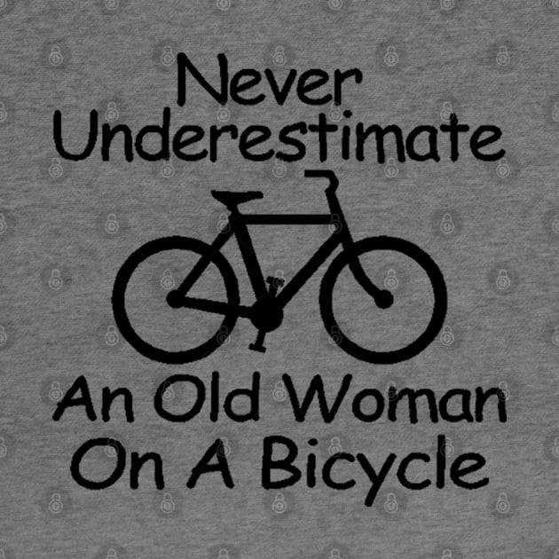 never understimate an old woman on a bicycle black by omarbardisy